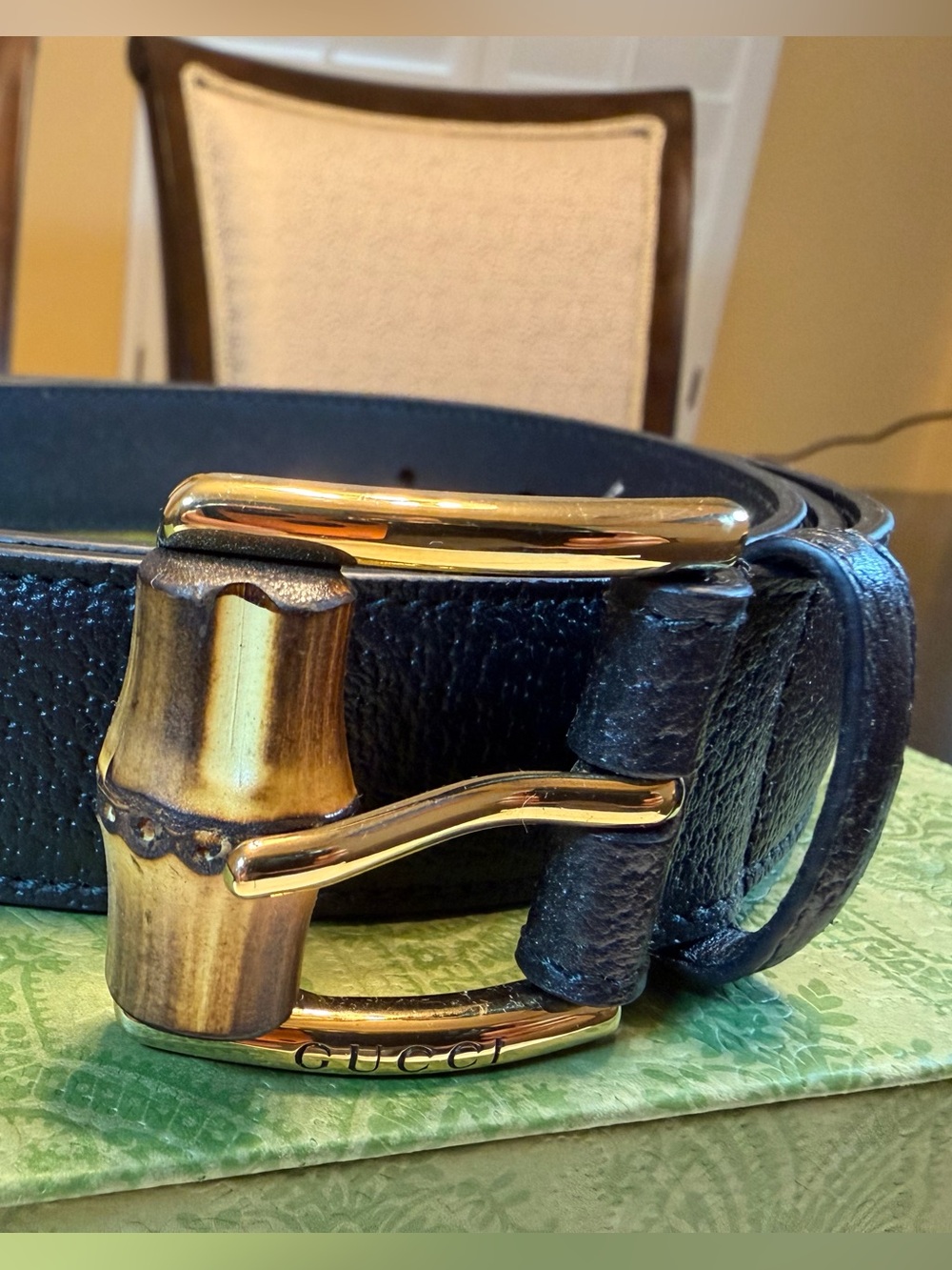New Gucci Bamboo Logo Belt Size 48 / 120 cm Fits a Waist 44 - 48 - Picture 5 of 13